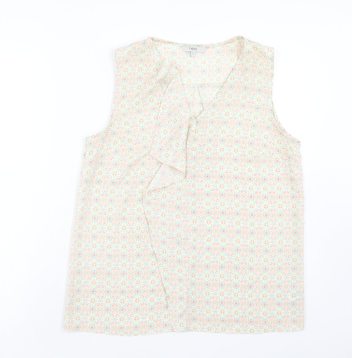 NEXT Womens Multicoloured Geometric Polyester Basic Blouse Size 12 V-Neck