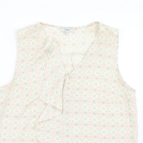 NEXT Womens Multicoloured Geometric Polyester Basic Blouse Size 12 V-Neck