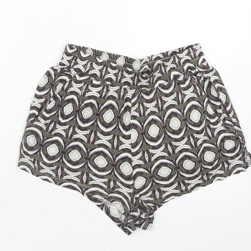 H&M Womens Multicoloured Geometric Viscose Cut-Off Shorts Size XS Regular Pull On