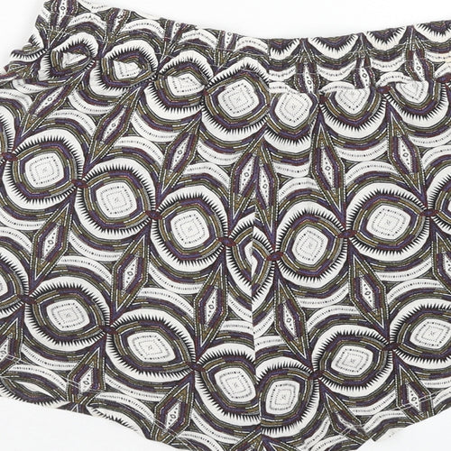 H&M Womens Multicoloured Geometric Viscose Cut-Off Shorts Size XS Regular Pull On