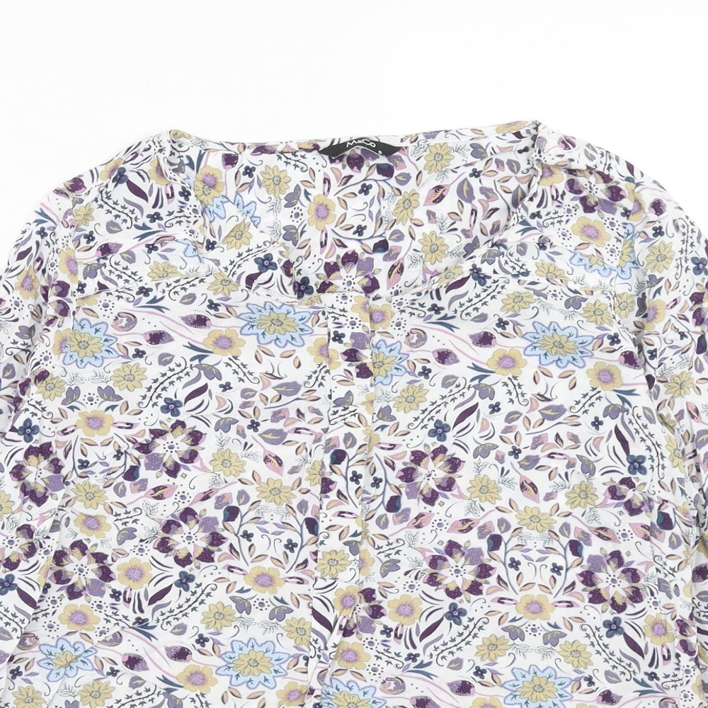 M&Co Womens Multicoloured Floral Viscose Basic Blouse Size 10 Round Neck