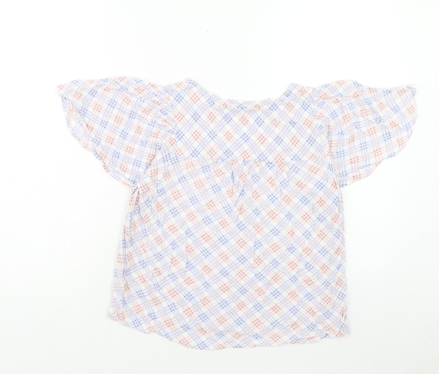 M&Co Womens Multicoloured Geometric Viscose Basic Button-Up Size 10 Scoop Neck