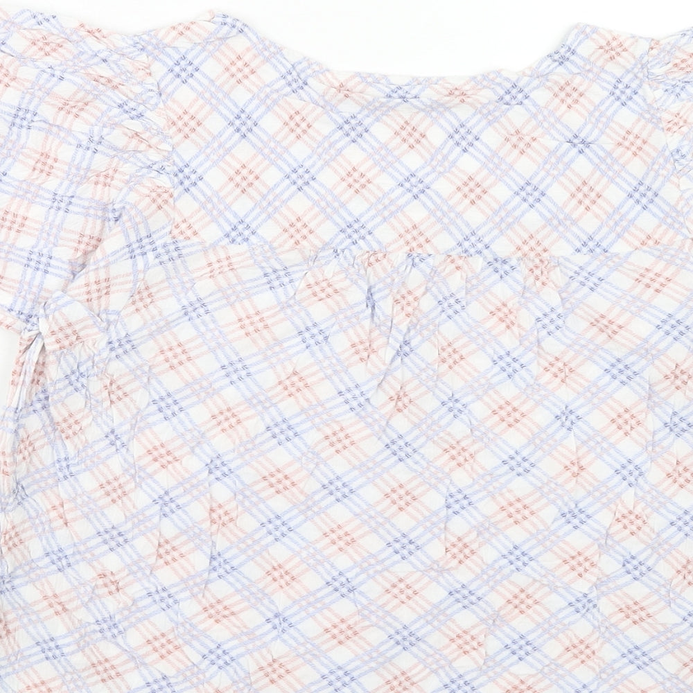 M&Co Womens Multicoloured Geometric Viscose Basic Button-Up Size 10 Scoop Neck