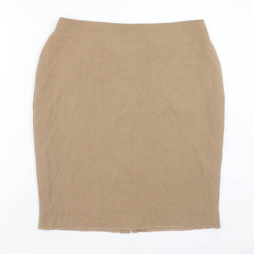Wallis Womens Brown Wool Straight & Pencil Skirt Size 16 Zip