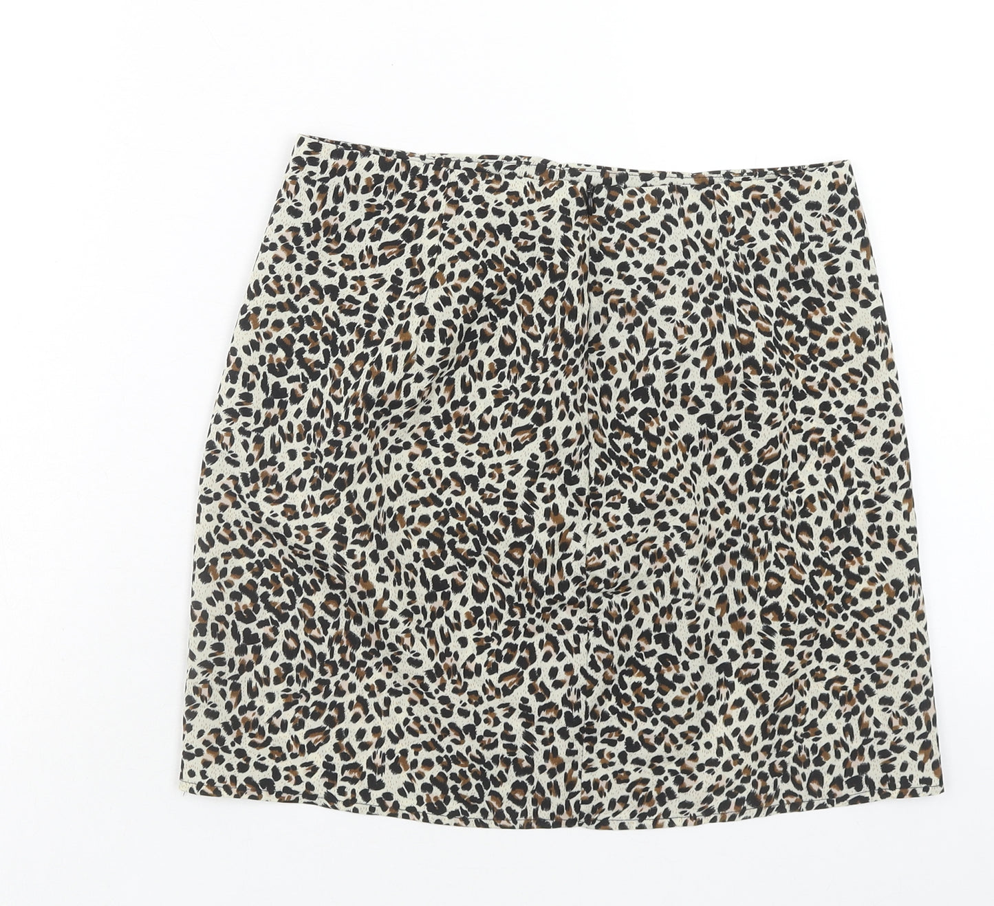 SheIn Womens Multicoloured Animal Print Polyester Mini Skirt Size S Zip - Leopard Pattern