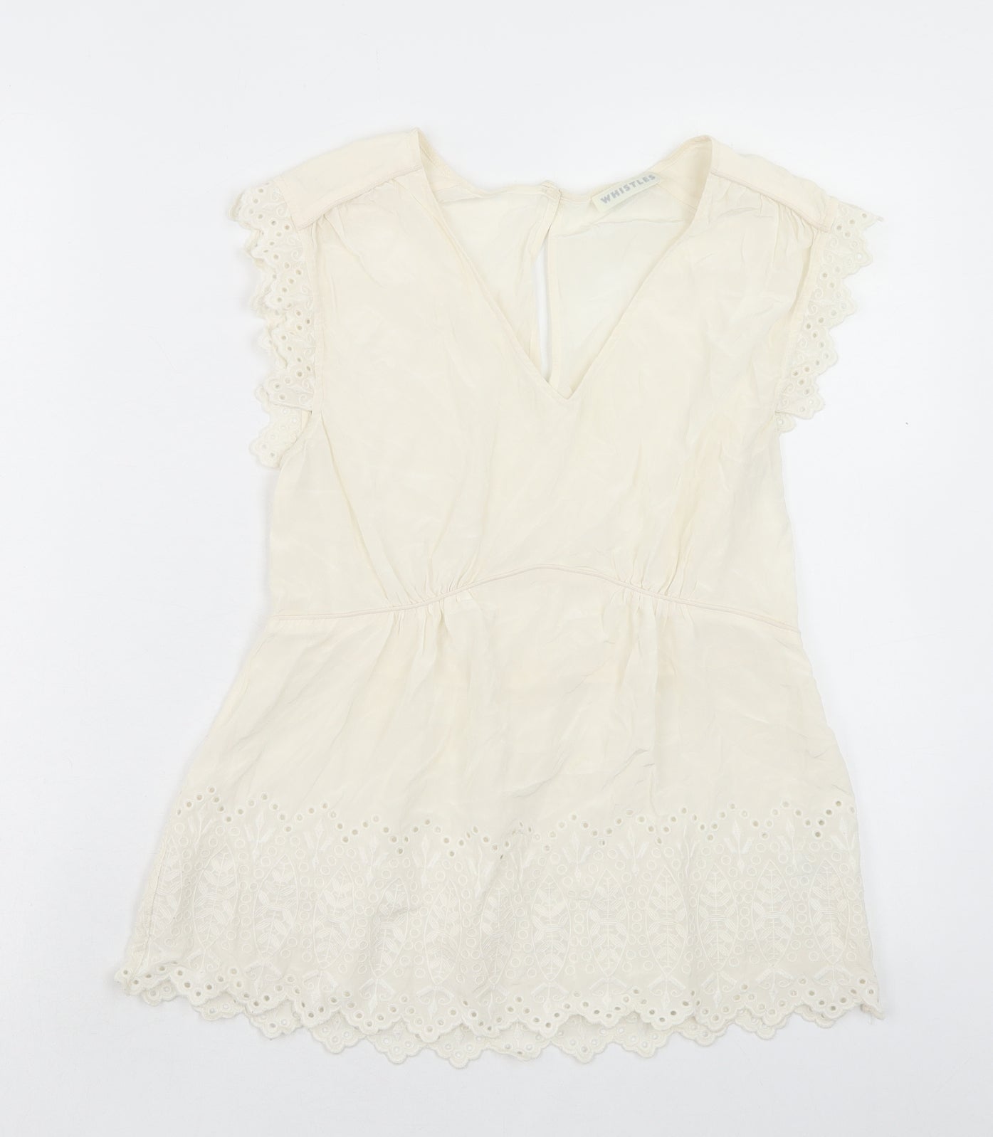 Whistles Womens White Silk Basic Blouse Size 10 V-Neck