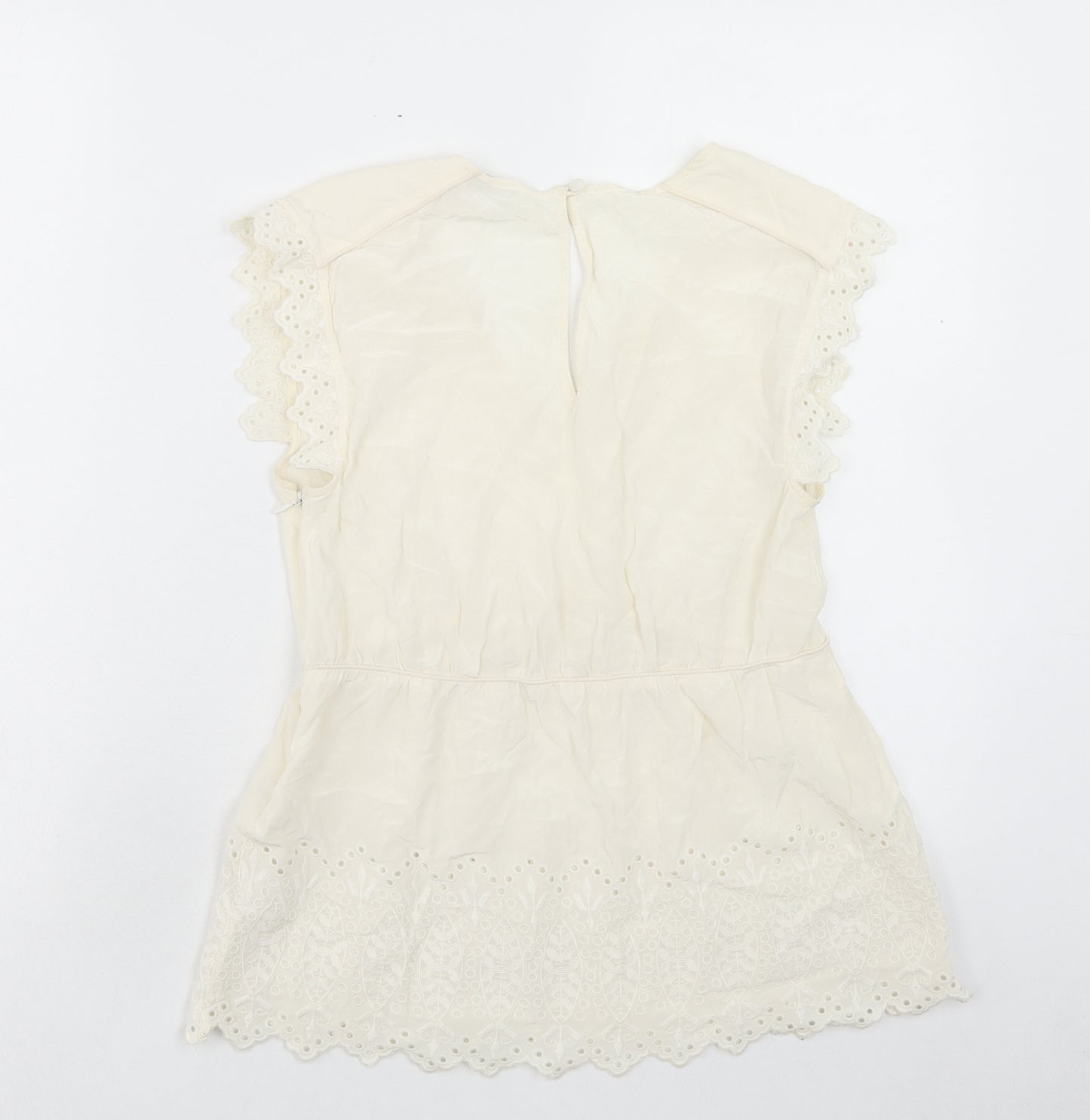 Whistles Womens White Silk Basic Blouse Size 10 V-Neck