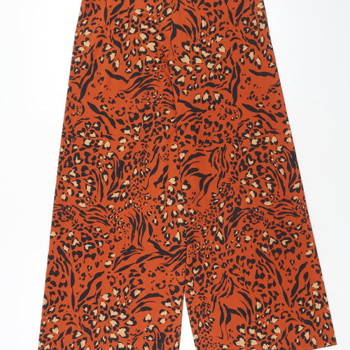 Dorothy Perkins Womens Orange Geometric Polyester Trousers Size 8 Regular