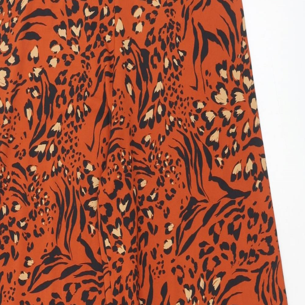 Dorothy Perkins Womens Orange Geometric Polyester Trousers Size 8 Regular