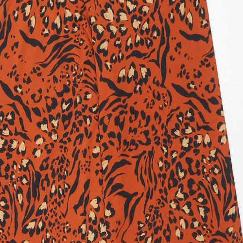 Dorothy Perkins Womens Orange Geometric Polyester Trousers Size 8 Regular
