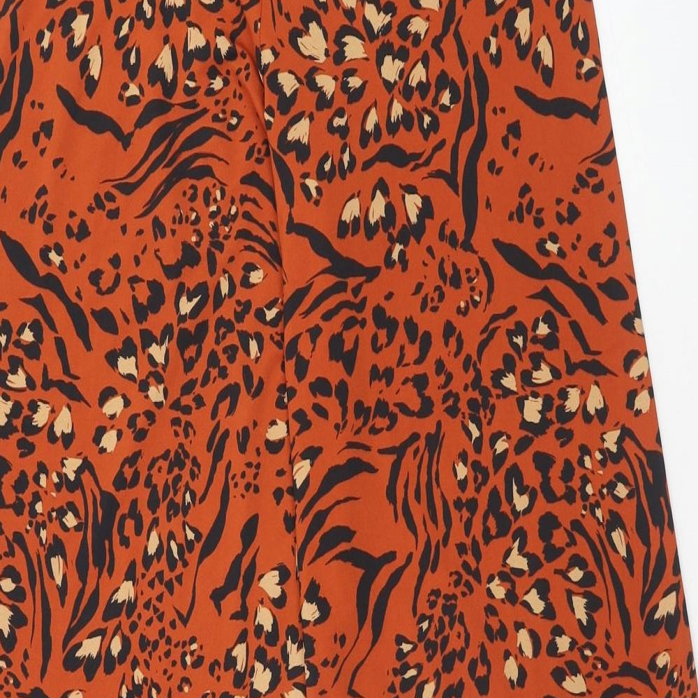 Dorothy Perkins Womens Orange Geometric Polyester Trousers Size 8 Regular