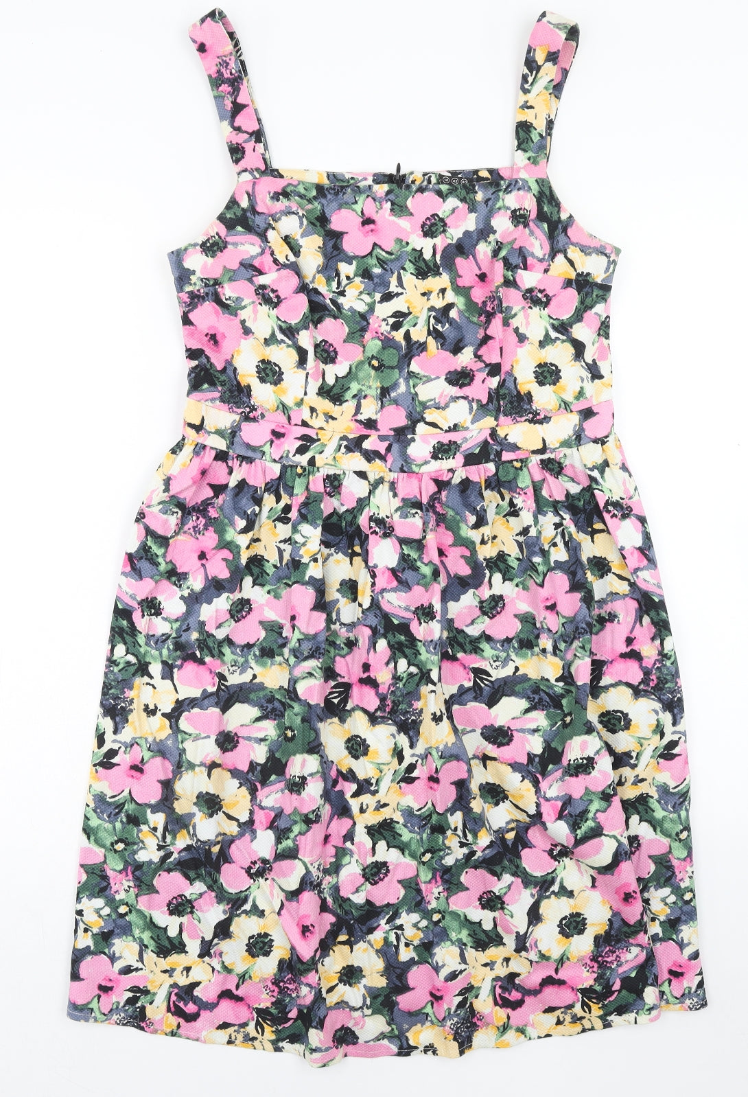 Atmosphere Womens Pink Floral Polyester Tank Dress Size 14 Square Neck Zip