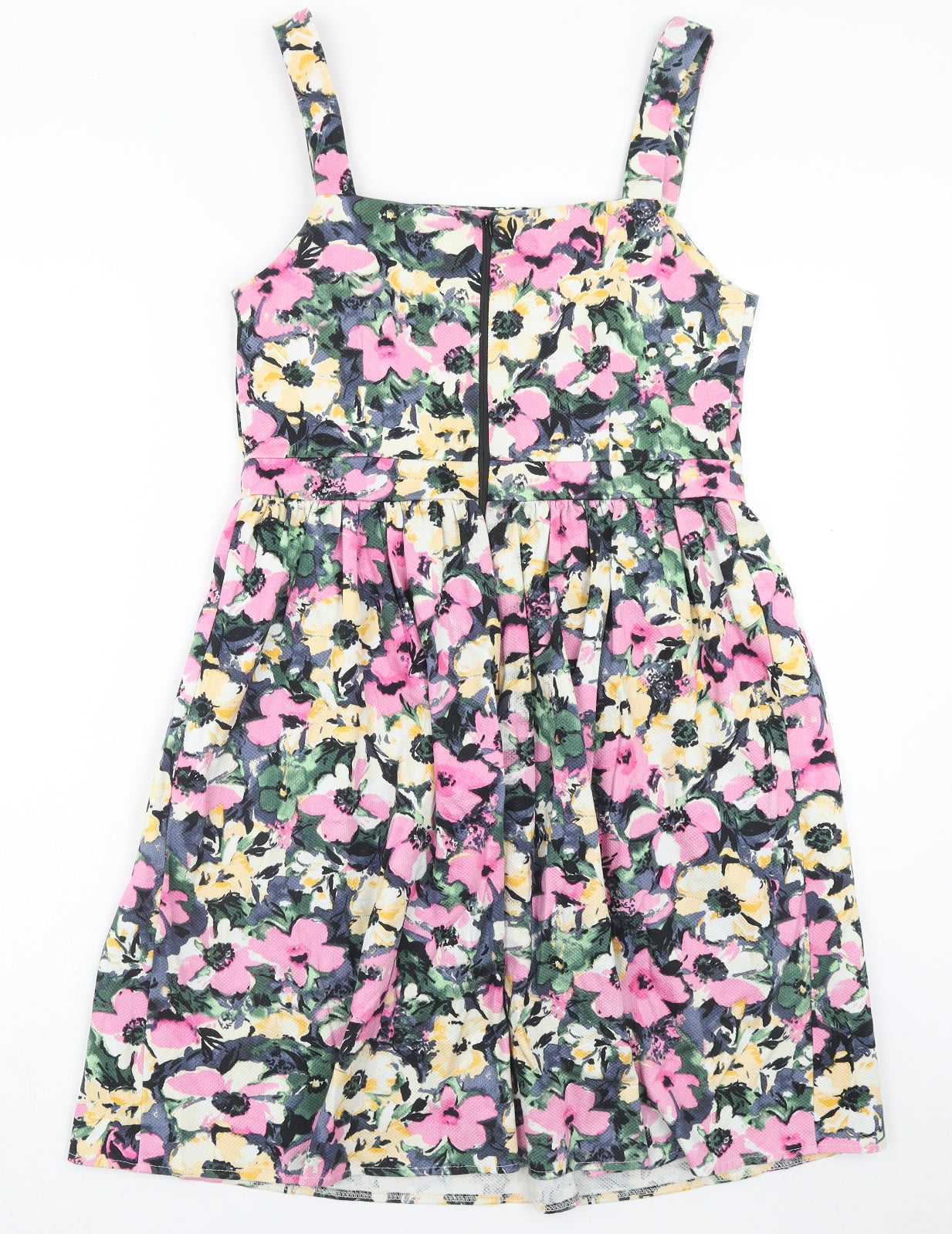 Atmosphere Womens Pink Floral Polyester Tank Dress Size 14 Square Neck Zip