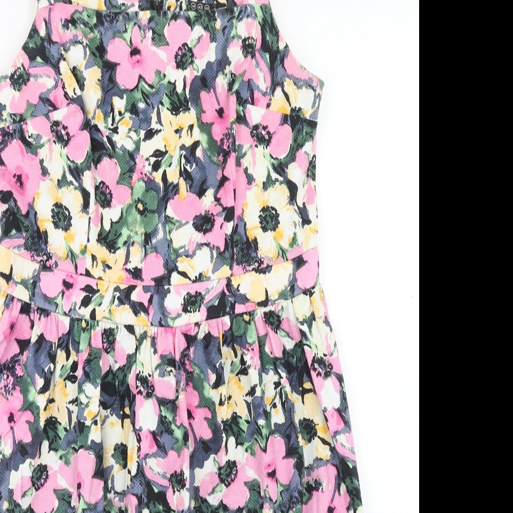 Atmosphere Womens Pink Floral Polyester Tank Dress Size 14 Square Neck Zip