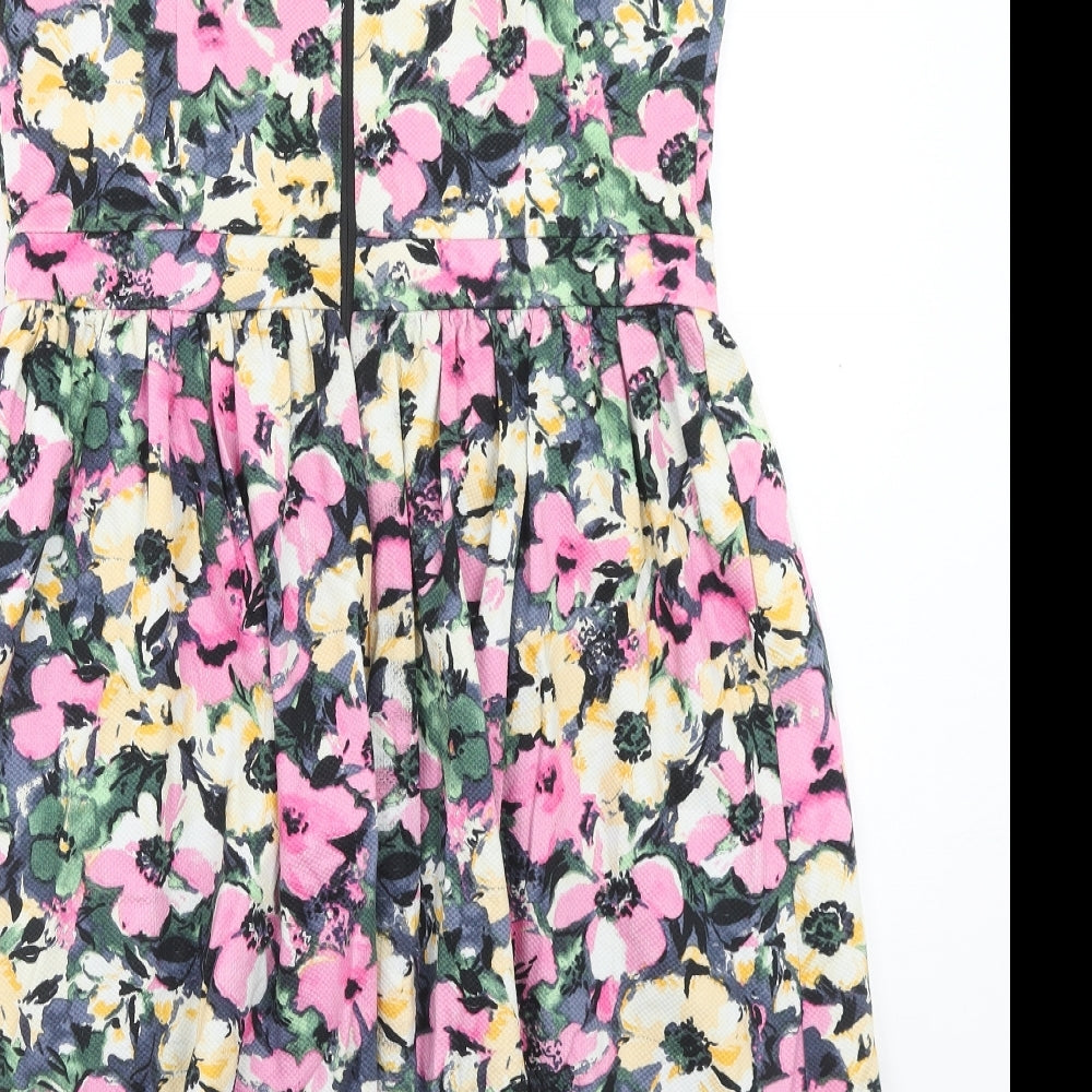 Atmosphere Womens Pink Floral Polyester Tank Dress Size 14 Square Neck Zip