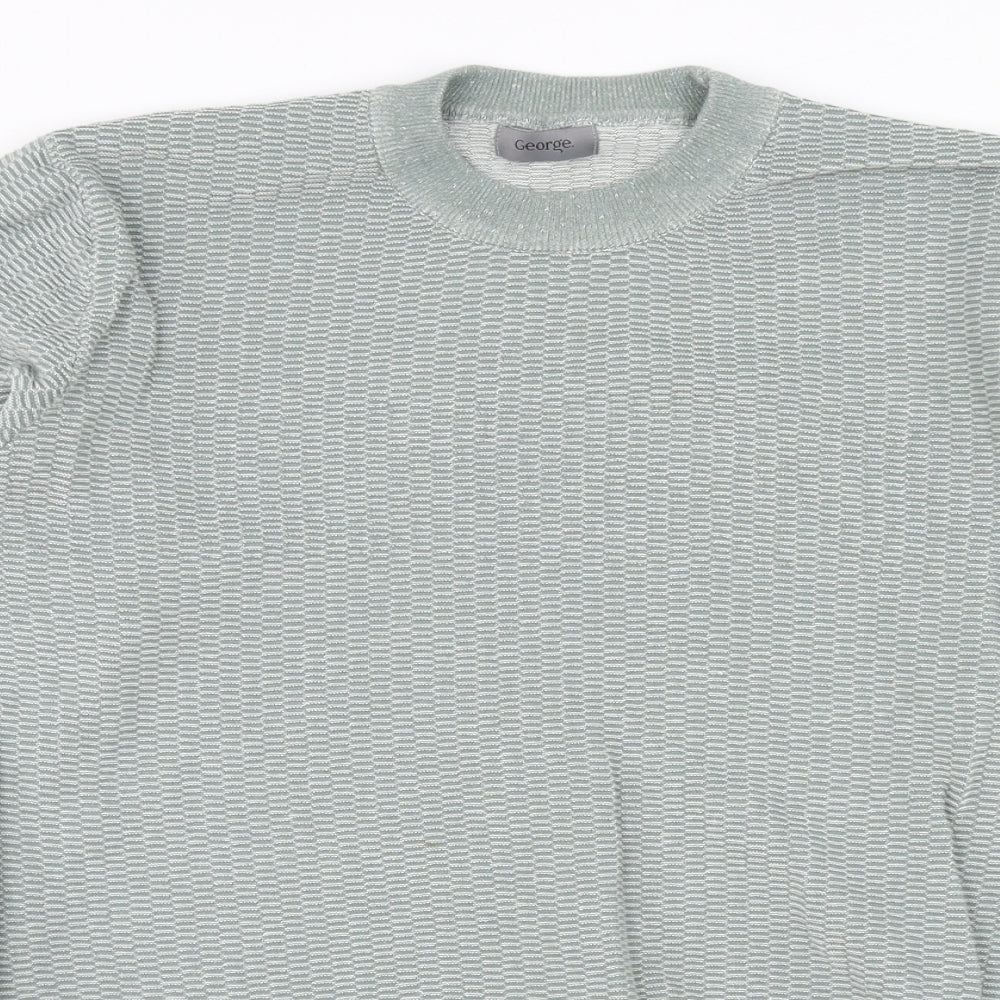 George Mens Green Round Neck Cotton Pullover Jumper Size L