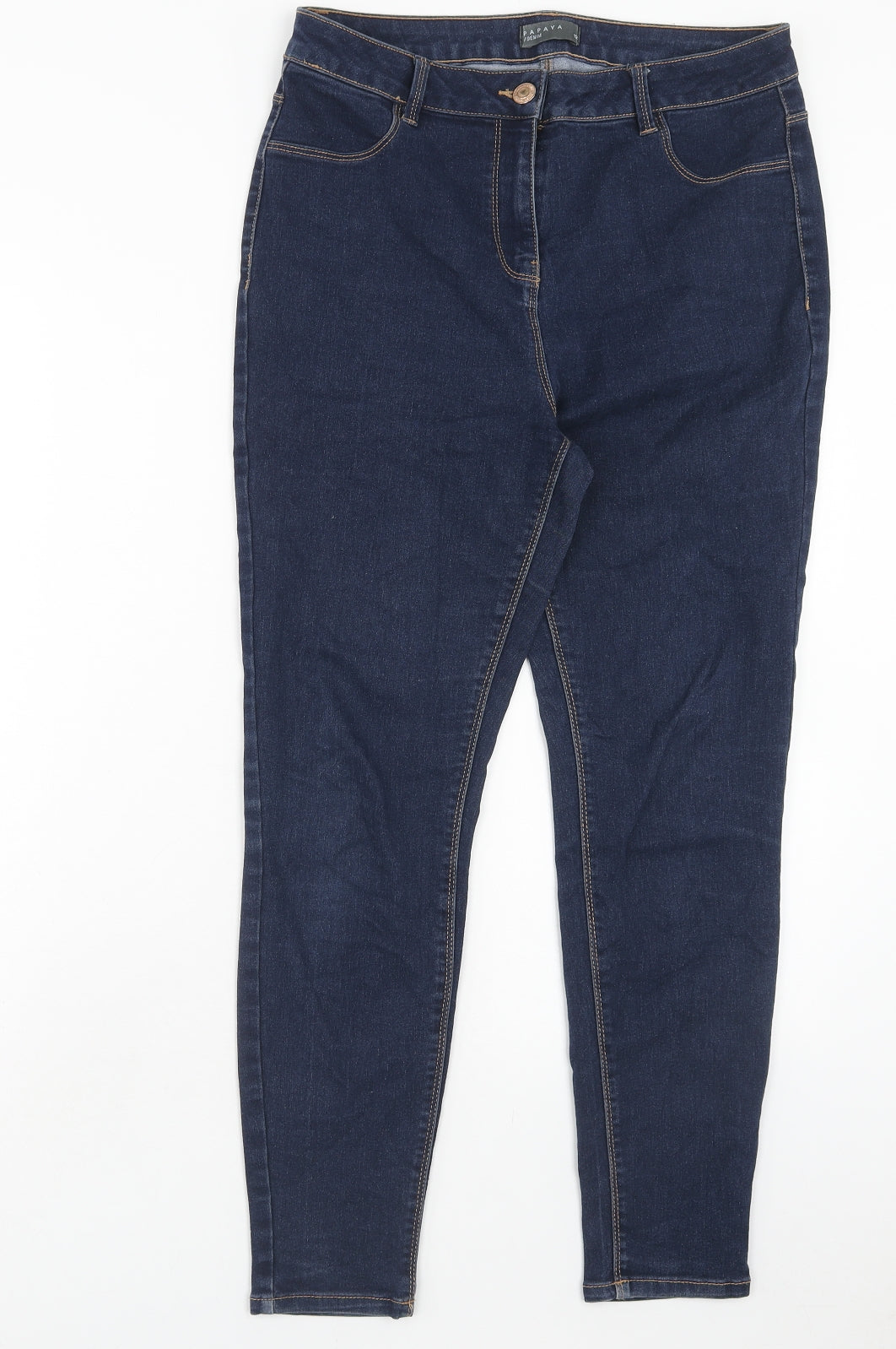 Papaya Womens Blue Cotton Skinny Jeans Size 12 Regular Button