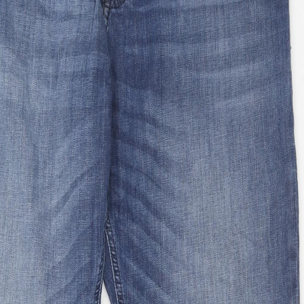 HUGO BOSS Mens Blue Cotton Straight Jeans Size 35 in L32 in Regular Button