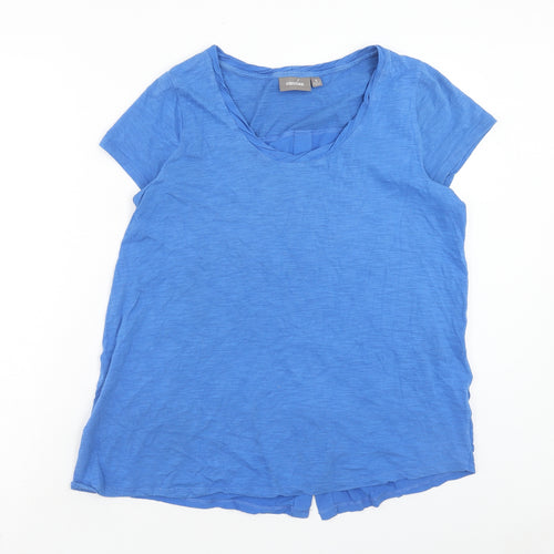 Sussan Womens Blue Cotton Basic T-Shirt Size S Scoop Neck
