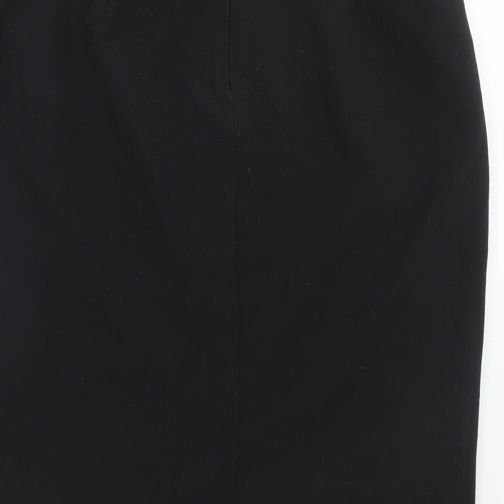 TU Womens Black Polyester A-Line Skirt Size 16 Zip - Belt Inlcuded