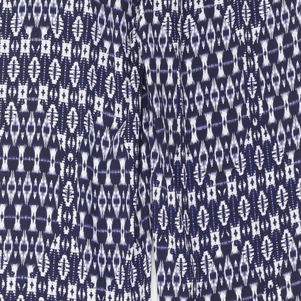 New Look Womens Blue Geometric Polyester Trousers Size 10 L29 in Regular Drawstring