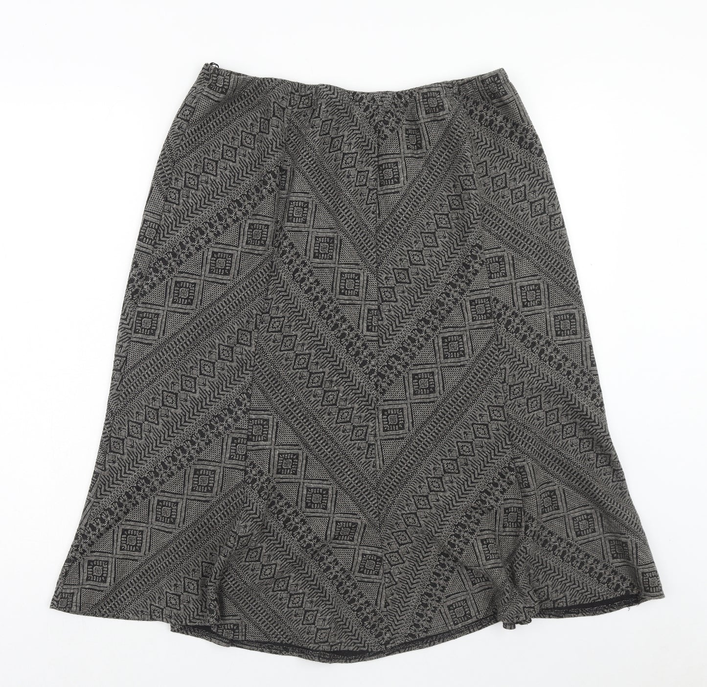 Marks and Spencer Womens Grey Geometric Polyester Flare Skirt Size 20