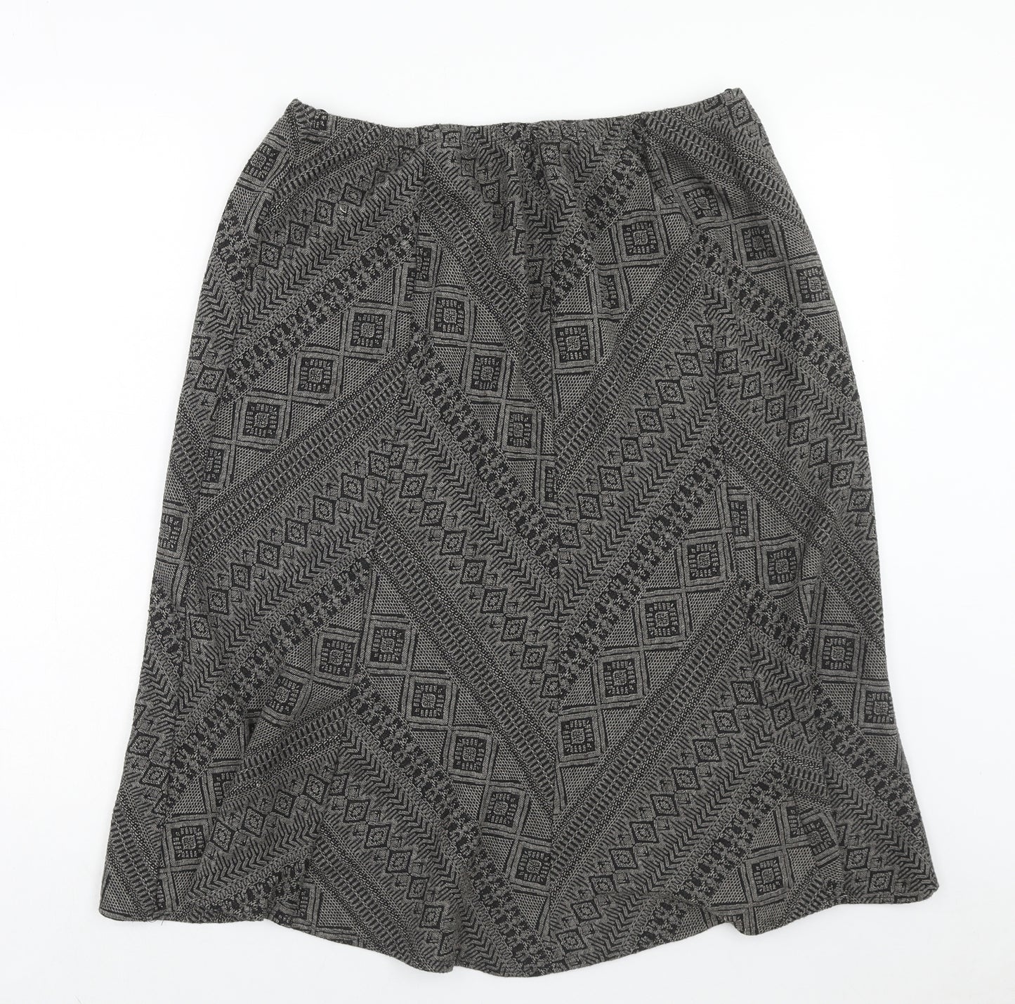 Marks and Spencer Womens Grey Geometric Polyester Flare Skirt Size 20