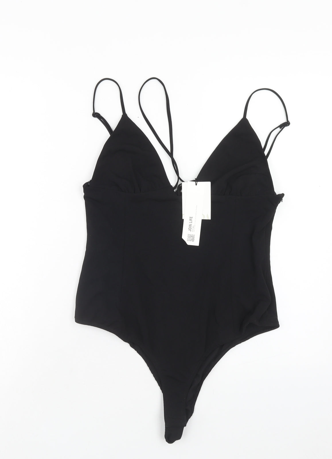 Zara Womens Black Polyester Bodysuit One-Piece Size L Snap