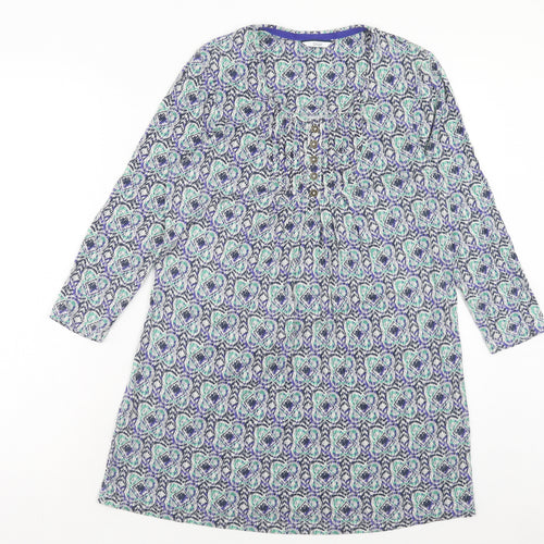 DASH Womens Multicoloured Geometric Viscose A-Line Size 10 Round Neck Pullover