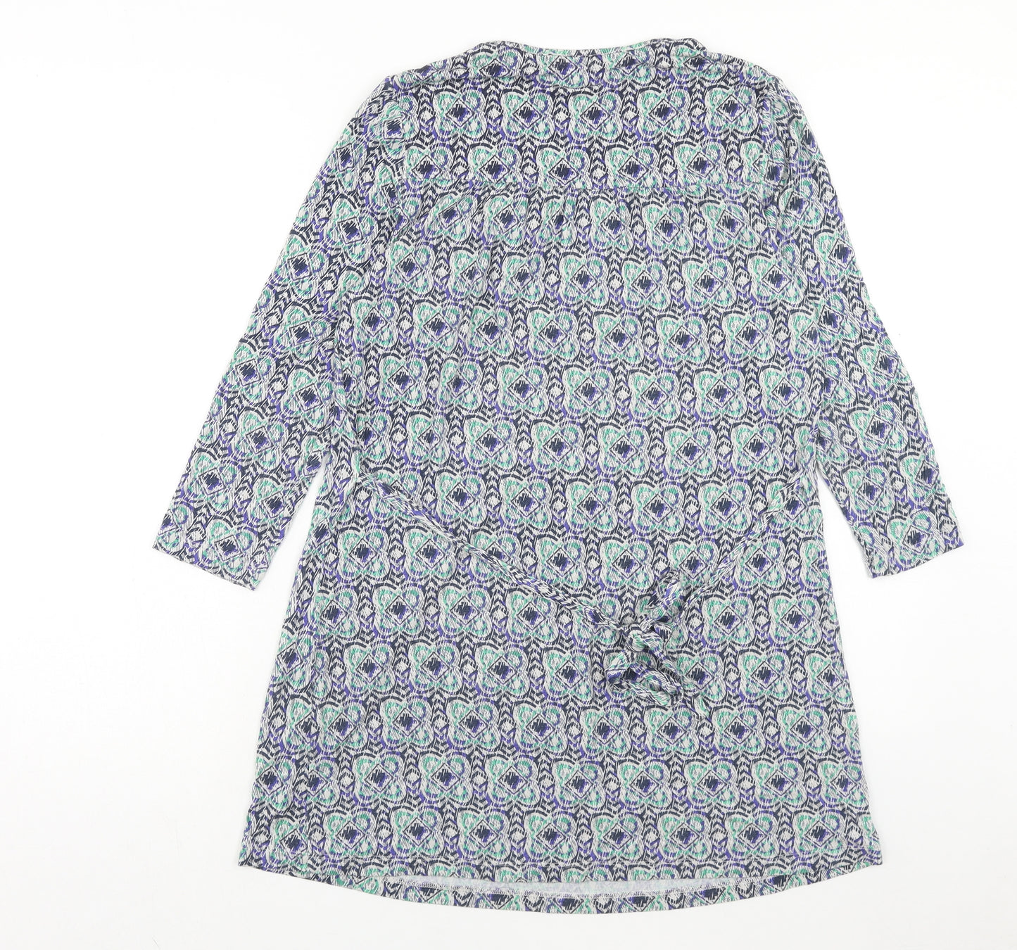 DASH Womens Multicoloured Geometric Viscose A-Line Size 10 Round Neck Pullover