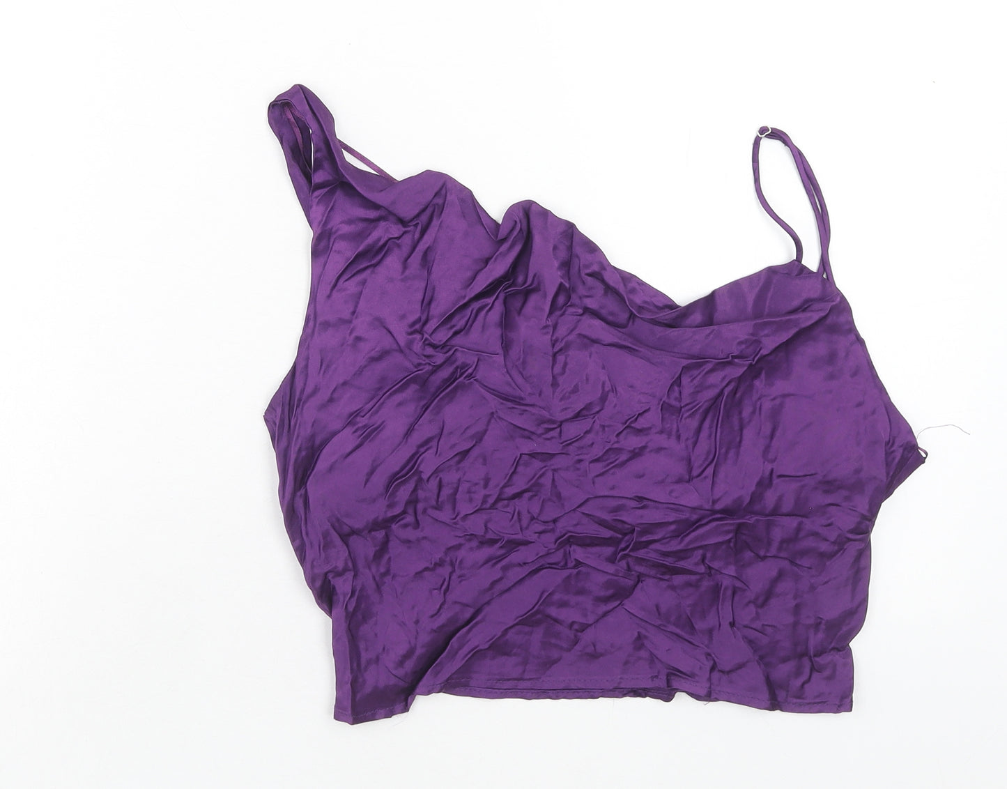Zara Womens Purple Viscose Cropped Tank Size M One Shoulder