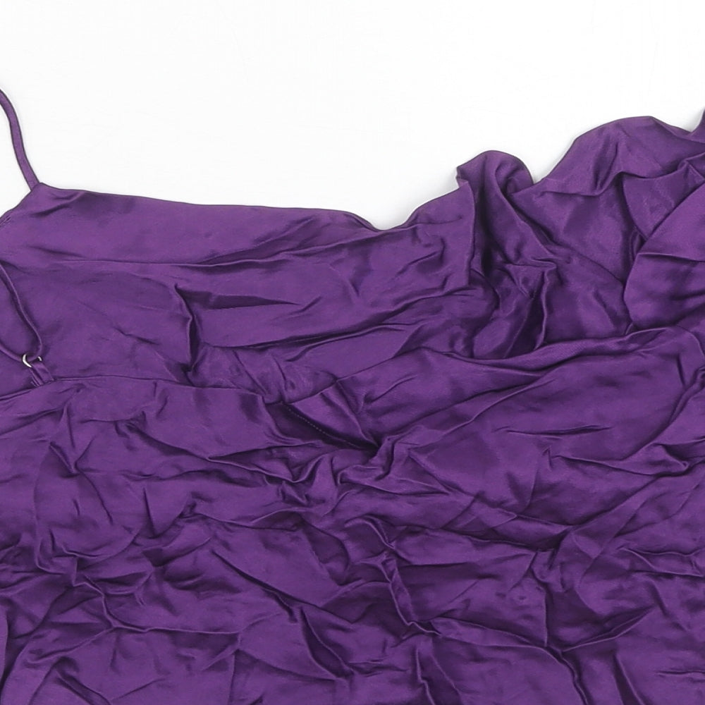 Zara Womens Purple Viscose Cropped Tank Size M One Shoulder