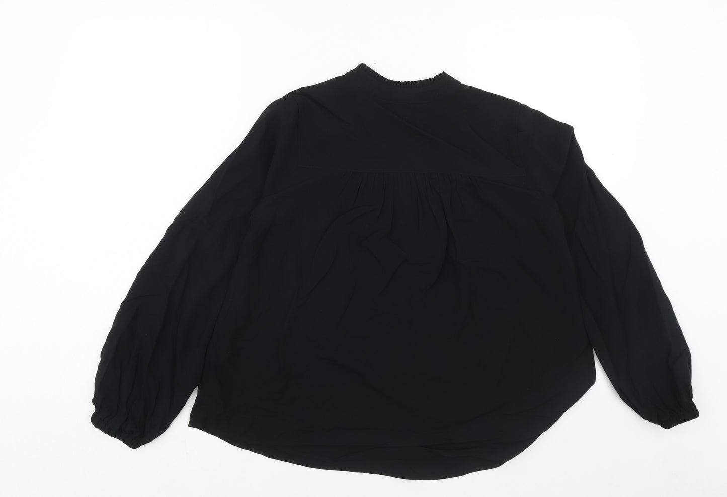 Marks and Spencer Womens Black Viscose Basic Blouse Size 8 V-Neck