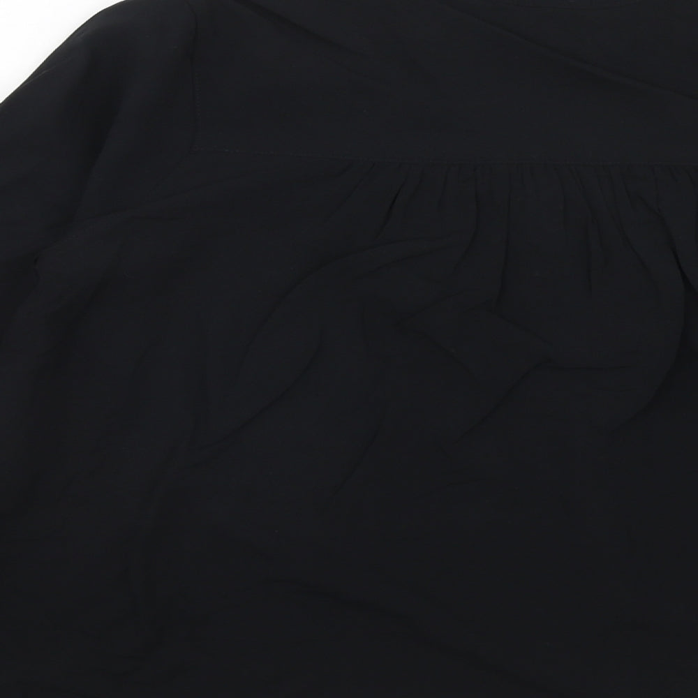 Marks and Spencer Womens Black Viscose Basic Blouse Size 8 V-Neck