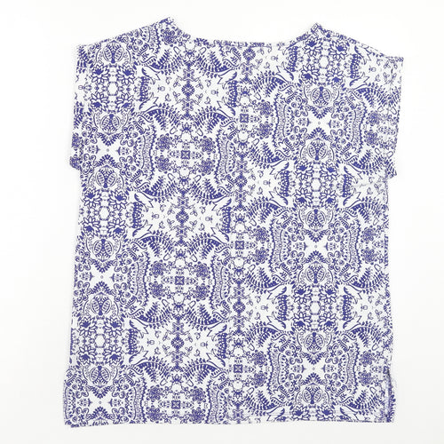 Papaya Womens Blue Geometric Polyester Basic Tank Size 12 Round Neck