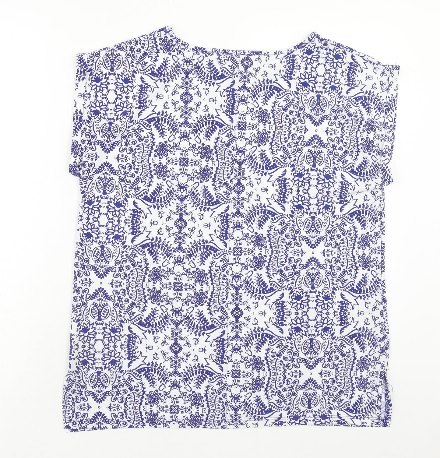 Papaya Womens Blue Geometric Polyester Basic Tank Size 12 Round Neck