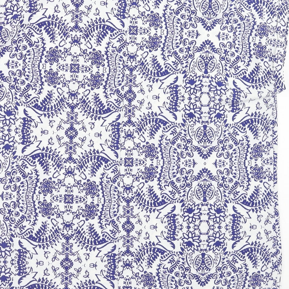 Papaya Womens Blue Geometric Polyester Basic Tank Size 12 Round Neck