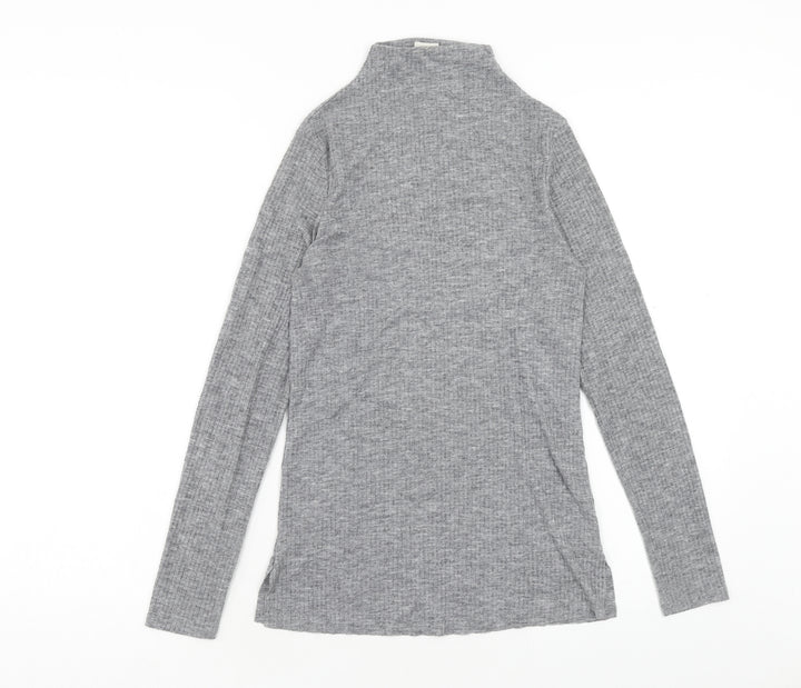 River Island Womens Grey Mock Neck Polyester Pullover Jumper Size 8