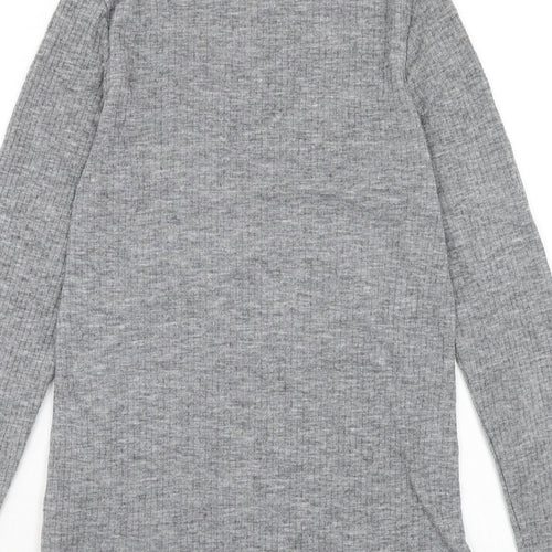 River Island Womens Grey Mock Neck Polyester Pullover Jumper Size 8