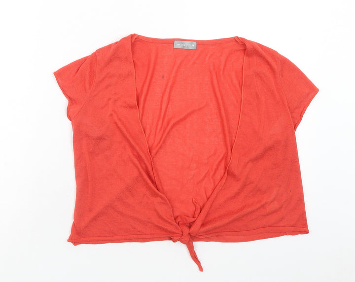 Per Una Womens Red V-Neck Polyester Shrug Jumper Size 14