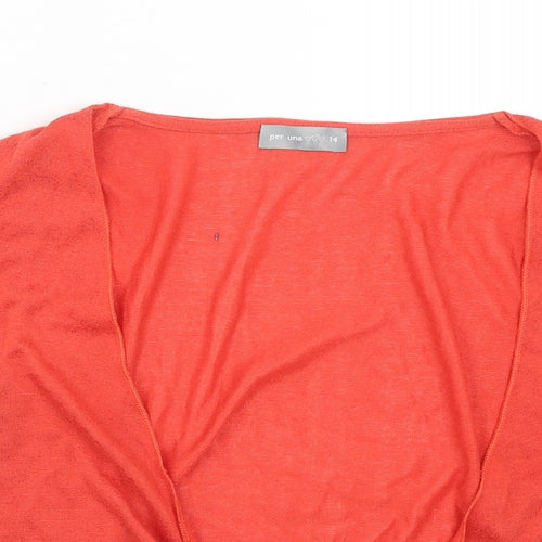 Per Una Womens Red V-Neck Polyester Shrug Jumper Size 14