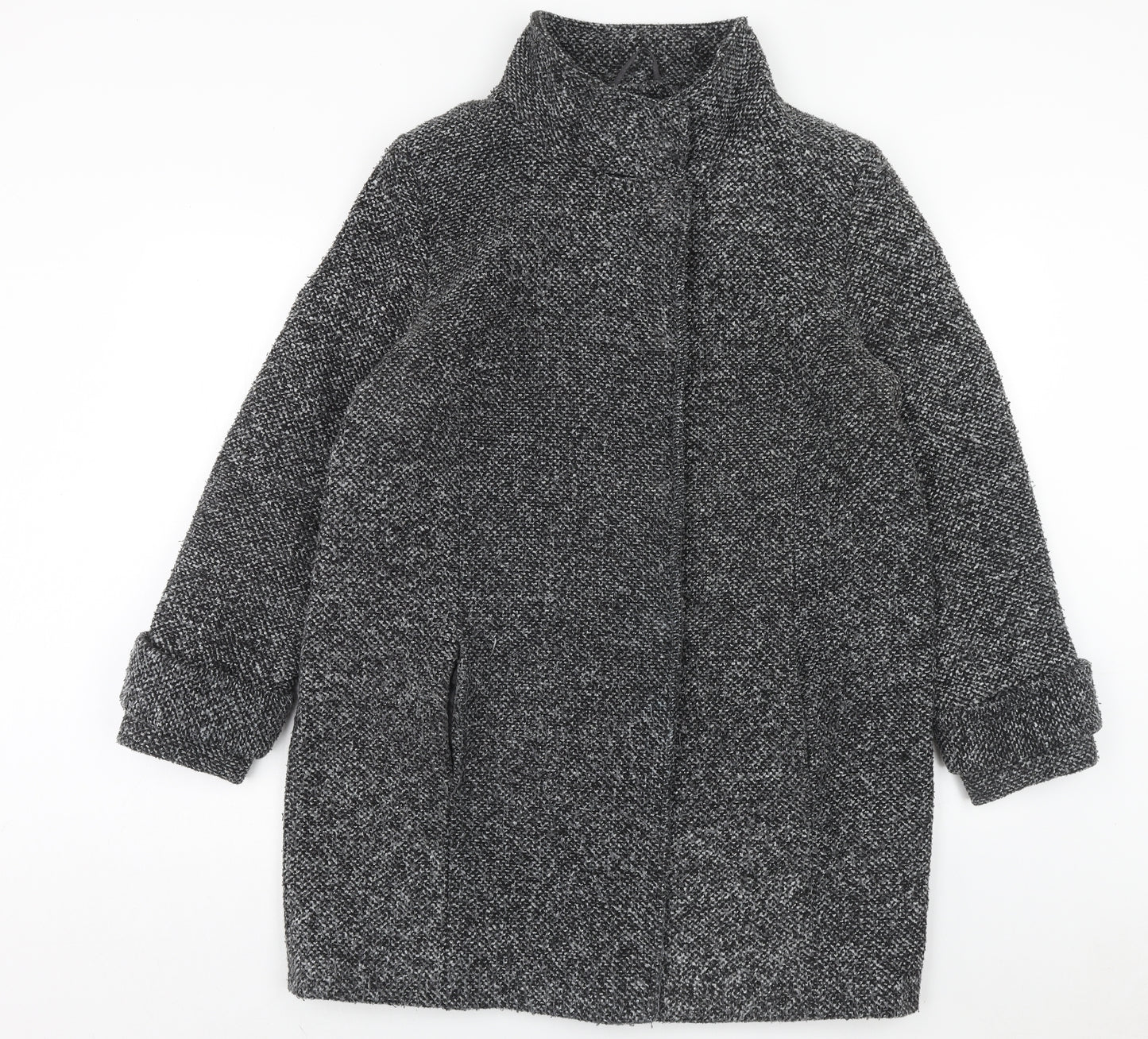 Debenhams Womens Grey Overcoat Coat Size 16 Button