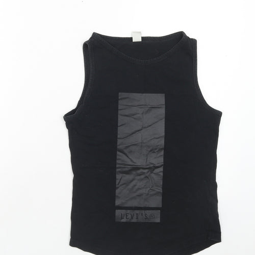 Signature by Levi Strauss & Co. Boys Black Cotton Basic Tank Size M Round Neck Pullover