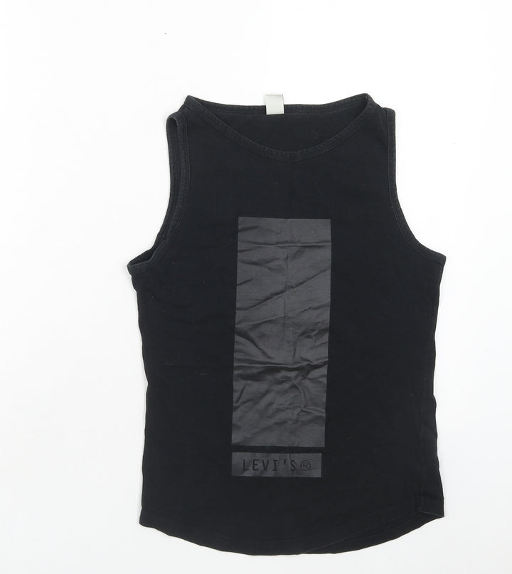 Signature by Levi Strauss & Co. Boys Black Cotton Basic Tank Size M Round Neck Pullover
