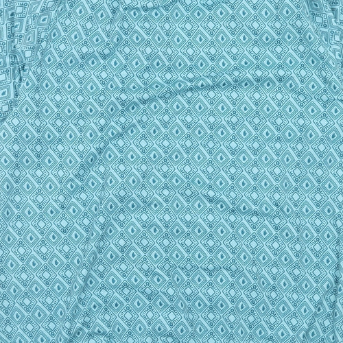 Yidarton Womens Blue Geometric Viscose Basic Blouse Size L V-Neck