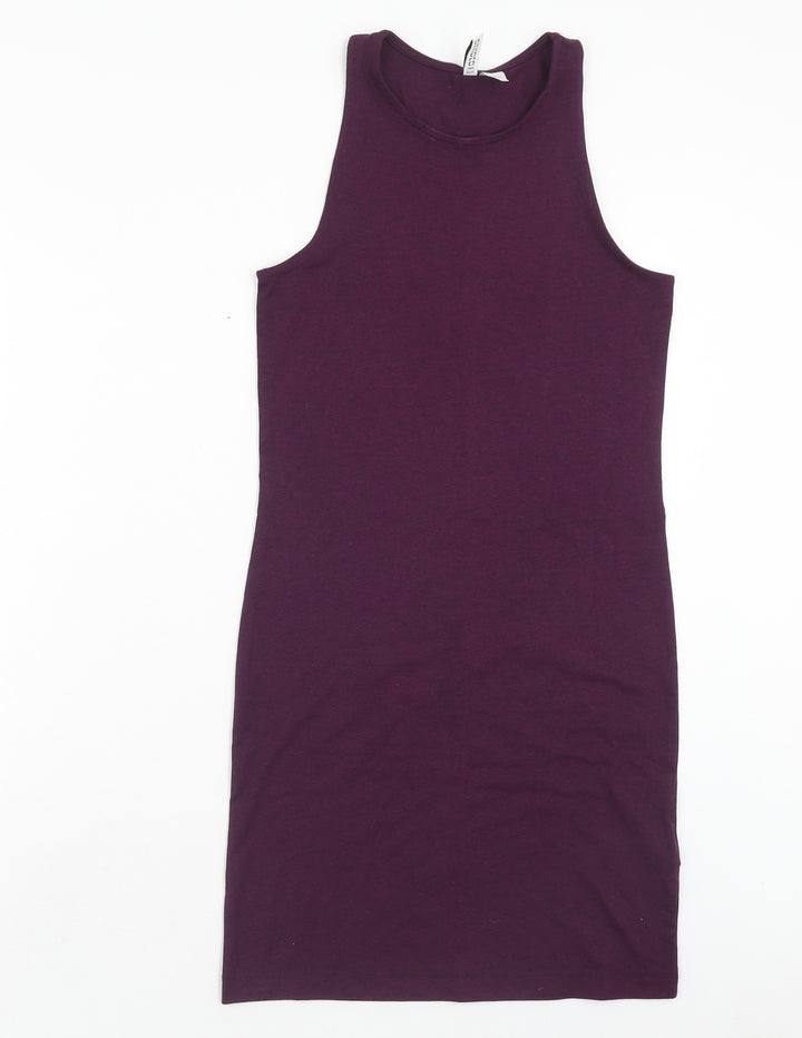 H&M Womens Purple Polyester Tank Dress Size S Round Neck Pullover