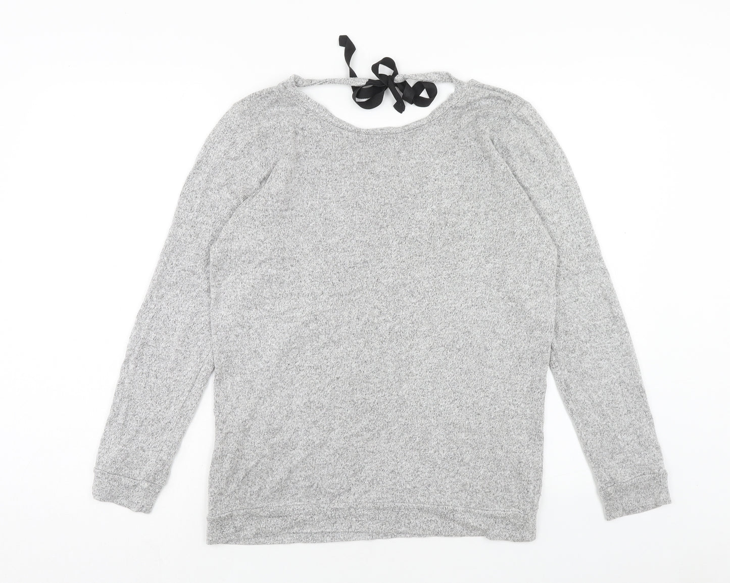 River Island Womens Grey Polyester Basic T-Shirt Size 12 Round Neck