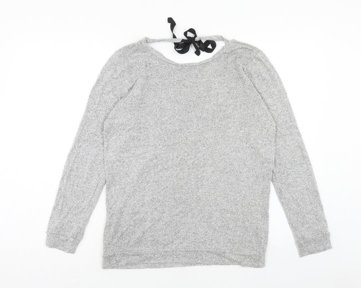 River Island Womens Grey Polyester Basic T-Shirt Size 12 Round Neck