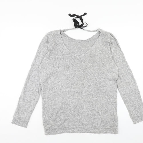 River Island Womens Grey Polyester Basic T-Shirt Size 12 Round Neck