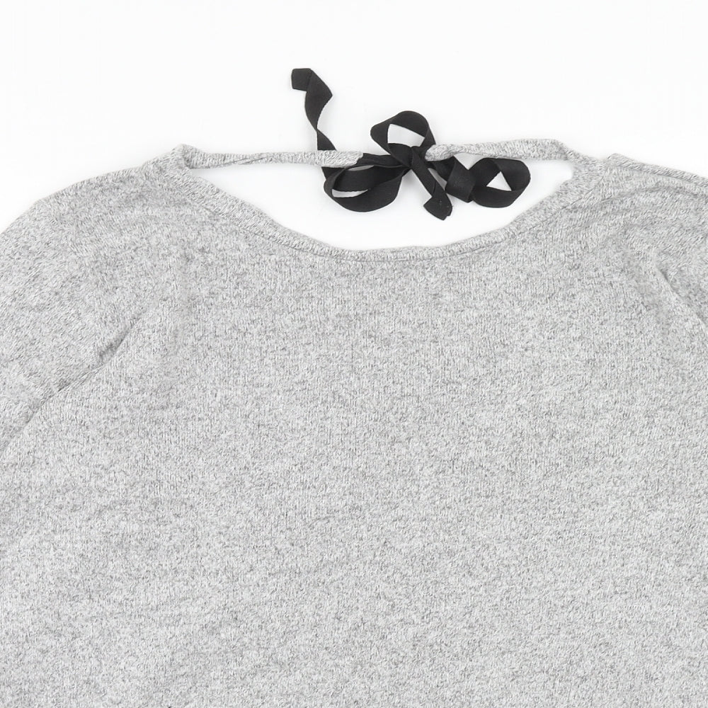 River Island Womens Grey Polyester Basic T-Shirt Size 12 Round Neck